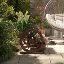 Fioriera da Esterno a 3 Livelli 62x61x57 cm con Ruote Decorative in Legno di Abete Carbonizzato      