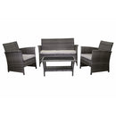 Set da Giardino Divano 2 Poltrone e Tavolino in Polyrattan Detroit Grigio