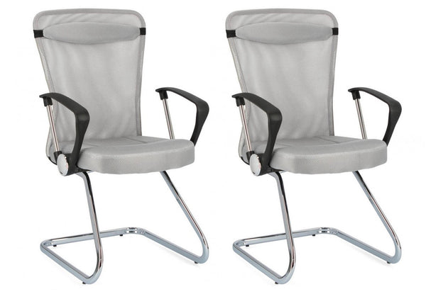 Set 2 Poltrone Con Braccioli 57,5x59x47,51 cm Kingston in Tessuto Grigio prezzo