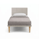 Letto Singolo con Rete Rivestita Similpelle Tortora Tessis Testata Square Varie Misure