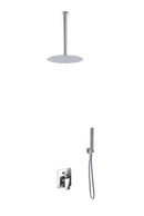 Kit Doccia Soffione Doccino e Miscelatore in Acciaio Inox Ø25 cm da Soffitto Round