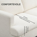 Divano 2 Posti Moderno 138x70x80 cm con Cuscini Rimovibili e Lavabili in Ciniglia Bianco Crema  