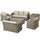 Garden Lounge Set 2 Sofas 2 Sessel Couchtisch und Behältertisch aus beigem Rattan