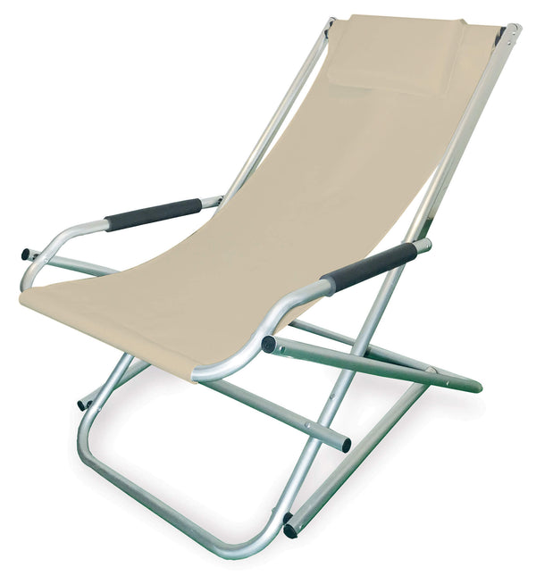 Klappbarer Relaxsessel aus beigem Aluminium sconto
