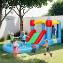 Castello Gonfiabile 415x205x190 cm con Trampolino 4 in 1 Scivolo e Piascina per Palline Multicolore      