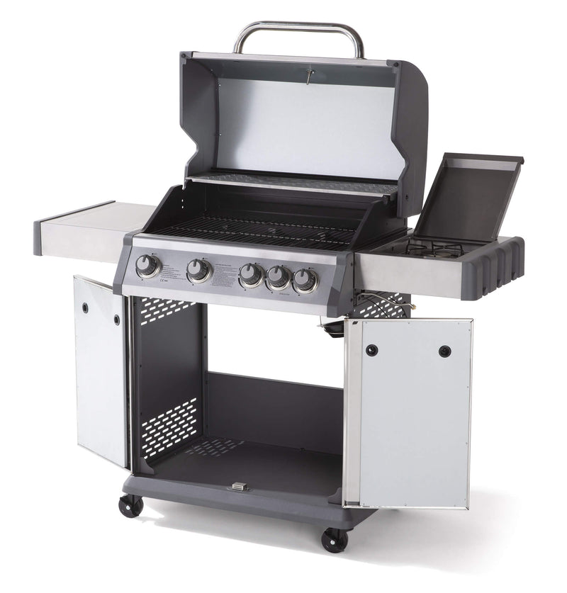 Barbecue a Gas GPL 4 Fuochi 133x57x112 cm in Acciaio Silver