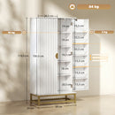 Credenza Cucina Dispensa Autoportante 58x29x119,5 cm con 12 Ripiani su Ante e Ripiani Regolabili in Pannello Truciolare e Acciaio Bianca      