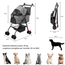 Passeggino per Animali Domestici Pieghevole 96x55x50 cm con Cestello Rimovibile in Acciaio e Oxford 300D Grigio      