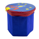 Contenitore scatola portagiochi 23x26x28 cm con coperchi leone gufo bimba razzo Blu