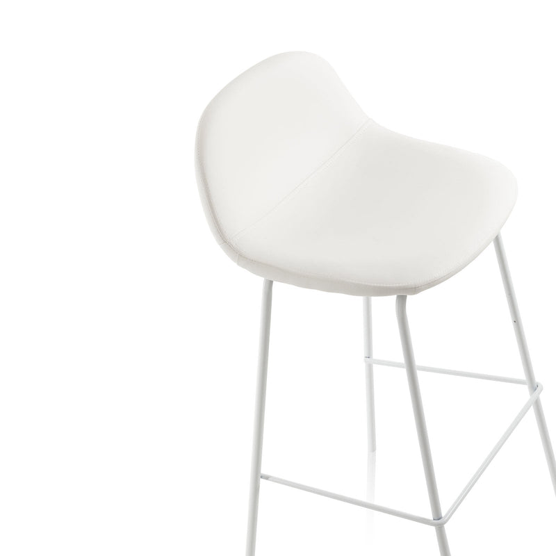 Set 2 Sgabelli 42x43x91,5 cm in Similpelle Bianco