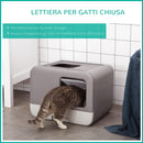 Lettiera Coperta per Gatti 53x40x40 cm in Plastica Viola e Bianco