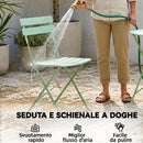 Set Bistrò con Due Sedie e Tavolo da Giardino Ø58x70 cm Pieghevoli in Metallo Verde Chiaro      