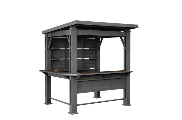 Gazebo Struttura Bar Keter Signature Bar 230x200x238 cm in Resina Effetto Legno Grigio Grafite e Noce online