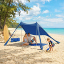 Tenda Spiaggia 2-4 Persone Tappetino Pala Protezione Solare UPF50+ Blu      