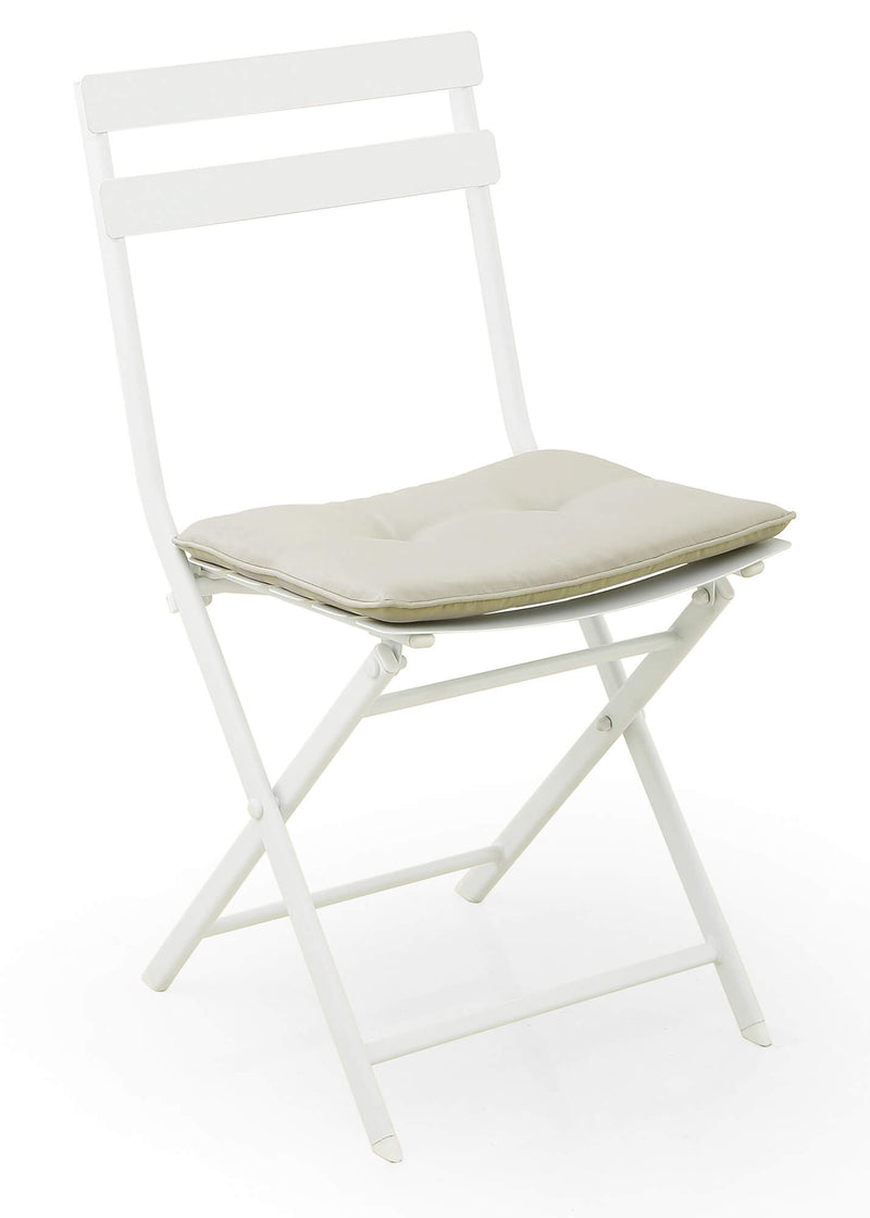 Set Tavolino e 2 Sedie Pieghevoli da Giardino in Acciaio Kraus Tiziano Bianco