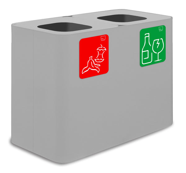 acquista Pattumiera Sistema di Raccolta Rifiuti 77x38xh50 cm In Acciaio Verniciato 2 Scomparti Bianco