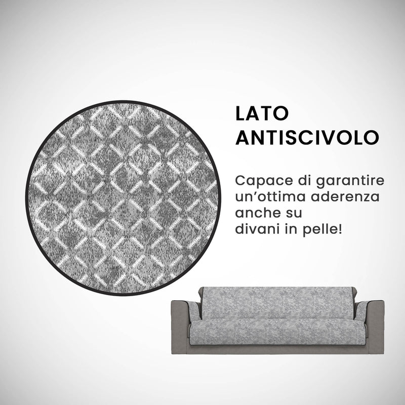 Copridivano con Copri Braccioli in Poliestere e Cotone Grigio Scuro Varie Misure