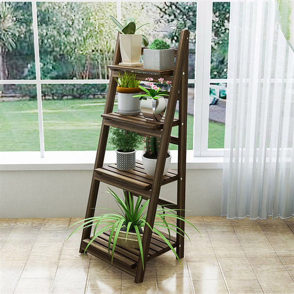 online Pflanzenhalter Regal 4 Böden Massivholz 41x34x111,5 cm Fumer Kelvin Nussbaum