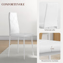 Set 2 Sedie 41x50x97 cm con Schienale Alto in Finta Pelle e Acciaio Bianco 