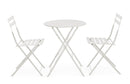 Set 3 Pezzi Bistrot da Giardino con Tavolo e 2 Sedie in Acciaio Verniciato Austin Bianco  