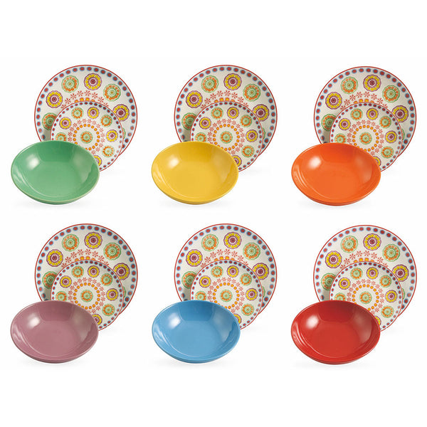 Villa d'Este Hippy Tafelservice aus Porzellan und Steingut 18-teilig sconto