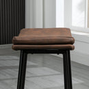 Set 2 Sgabelli da Bar in Stile Industriale 48,5x38,5x68,5 cm in Finta Pelle Nero e Marrone   