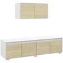Parete Attrezzata 2 Pezzi Mobile TV max 70” e Mobile Multiuso da Parete in Truciolato Bianco e Legno Naturale