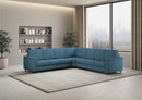 Divano Angolare 7 Posti 286x286x85 cm Marrak in Tessuto Avio
