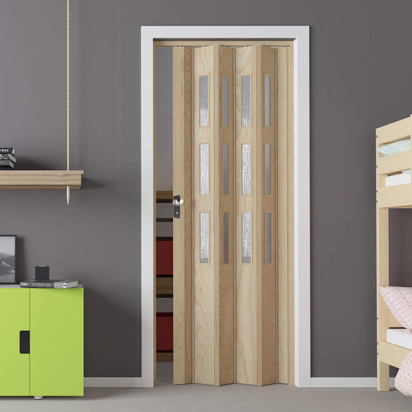 sconto Innen-Falttür 88,5 x 214 cm aus PVC mit satiniertem Saba Florance-Zedernglas