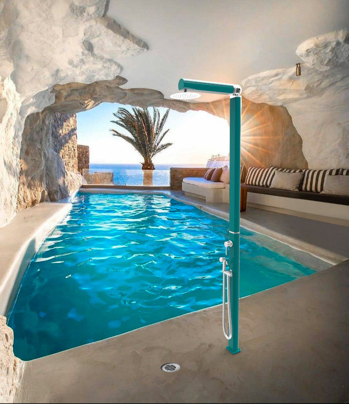 Doccia da Giardino Miscelatore Soffione e Doccetta Mobile Quick Alluminio Satinato