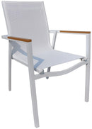 Sedia da Giardino con Braccioli in Alluminio e Textilene Vorghini Poluponia Bianca