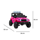 Macchina Elettrica per Bambini Licenza Jeep Wrangler Rubicon 12V con Sedili in Pelle e Telecomando Fucsia 