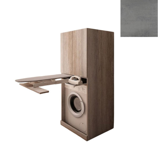online Mobile Lavanderia a Colonna per Lavatrice con Asse da Stiro e Ante Superiori 70x70x174A cm in Nobilitato Unika Grigio Cemento