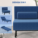 Poltrona Letto Reclinabile in 5 Posizioni 75x70x75 cm in Tessuto Effetto Lino e Acciaio Blu Scuro  