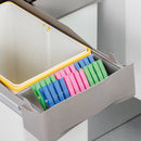 Pattumiera Differenziata 2 Contenitori per Mobili Cucina 14L Estrazione Manuale Emuca Grigia