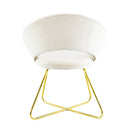 Poltrona Imbottita 66x65x68 cm in Tessuto Effetto Velluto Beige