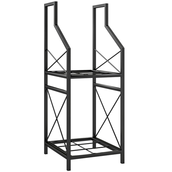 sconto Portalegna a 2 Livelli 34x30x80cm per Interno Esterno in Metallo Nero