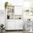 Dispensa Cucina 119x41x180 cm Ripiani Aperti Armadietti e Cassetto in Truciolato e MDF Bianco