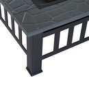 Braciere da Giardino 81x81x46 cm con Coperchio e Copertura Antipioggia 