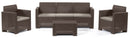 Set Salotto da Giardino in Resina Divano 2 Poltrone e Tavolino Bauer Nebraska 3 Marrone