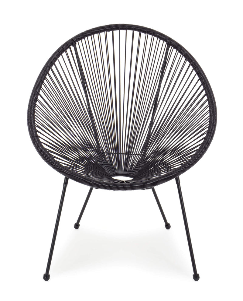 Poltrona da Giardino 72x78x89 cm in Acciaio e Corda Parker Nero