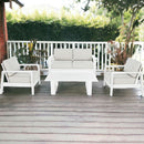 Set Salotto da Giardino Divano 2 Poltrone e Tavolino in alluminio bianco