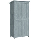 Armadio da Esterno 85x54x170 cm Capanno per Attrezzi con 2 Scaffali in Legno di Abete Grigio      
