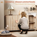 Credenza da Cucina 157x39x82 cm con 2 Armadietti Ante Soft-Close e Ripiani Regolabili in Legno Naturale      