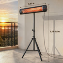 Riscaldatore Elettrico a Infrarossi da Esterno 2500 W 87x81x180 cm IP65 con Telecomando e Timer in Alluminio Nero      