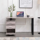 Scrivania con Cassettiera Tavolo Porta Pc Computer Acciaio Legno Ufficio Grigio
