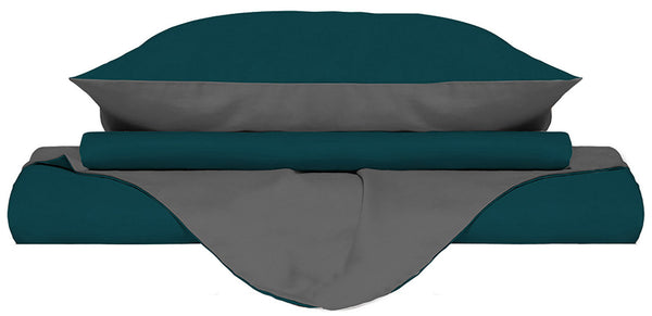 acquista Bettbezug mit Tasche und Kissenbezügen, wendbar, Ölgrün/Rauch, verschiedene Größen