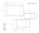 Set 3 Mensole da Parete Rettangolare in Fibra di Legno Trittico Rosso