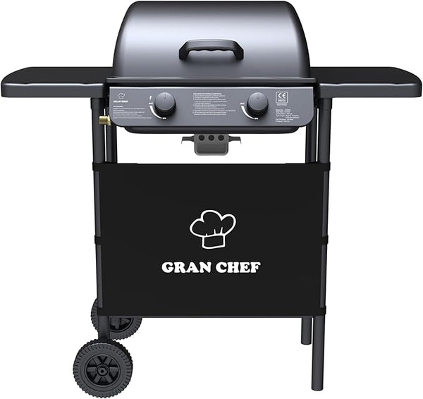 Barbecue a Gas 2 Fuochi George Fuoco Principale da 2,8 kW Accensione Piezoelettrica in Acciaio Smaltato Nero online