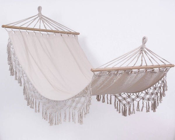 sconto Amaca da Giardino 120x200 cm in Policotone e Legno di abete Tessuto Beige